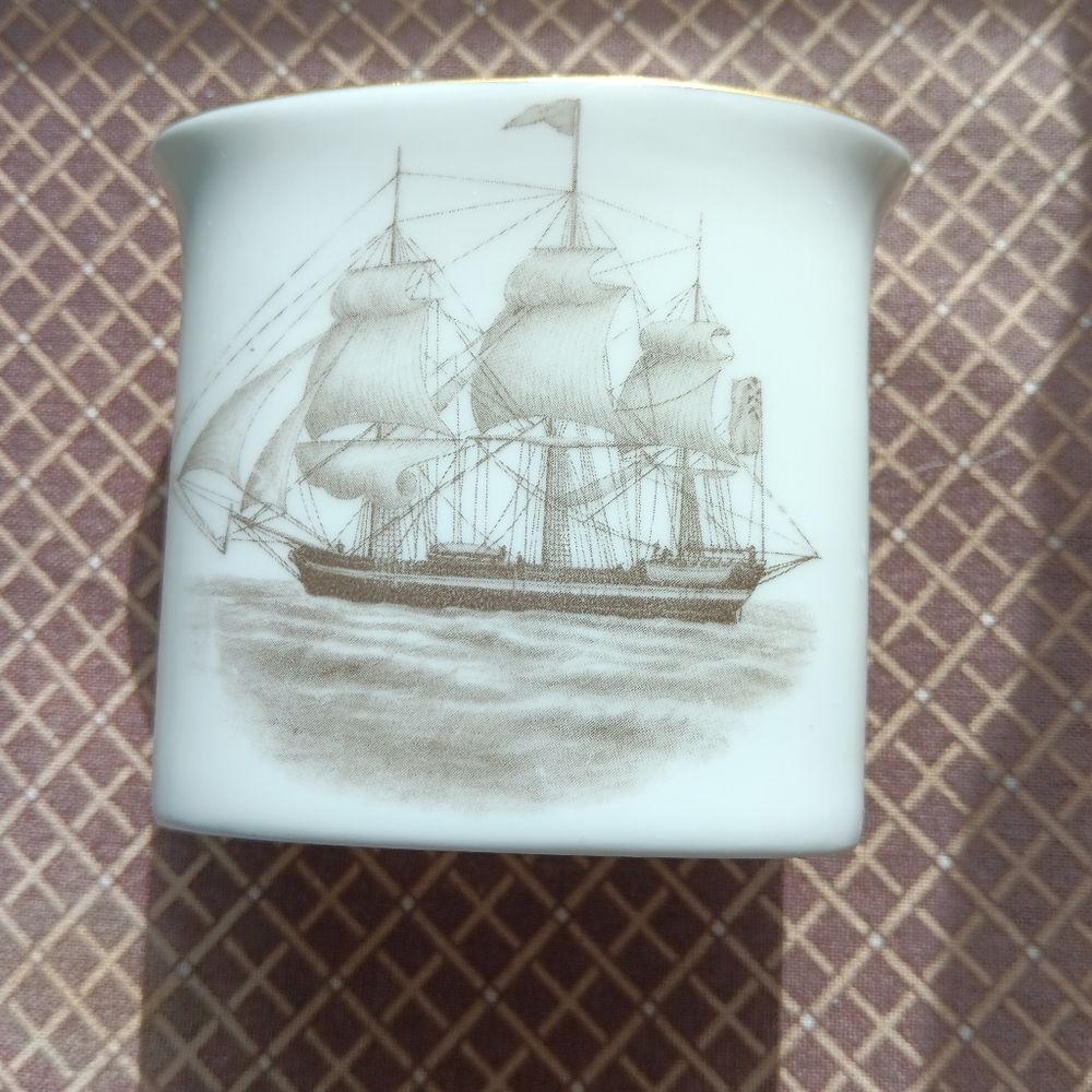 Royal Worcester match vase w/ ship print, circa 1956-66